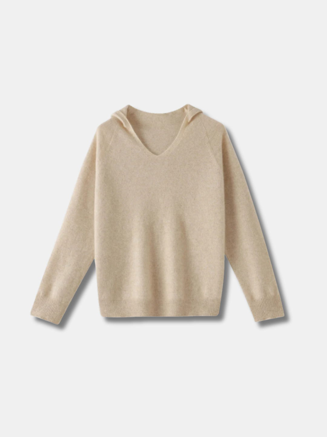 V-NECK HOODED KNIT SWEATER