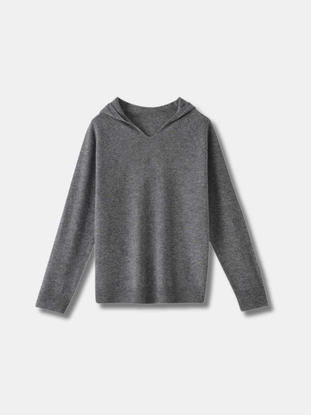 V-NECK HOODED KNIT SWEATER