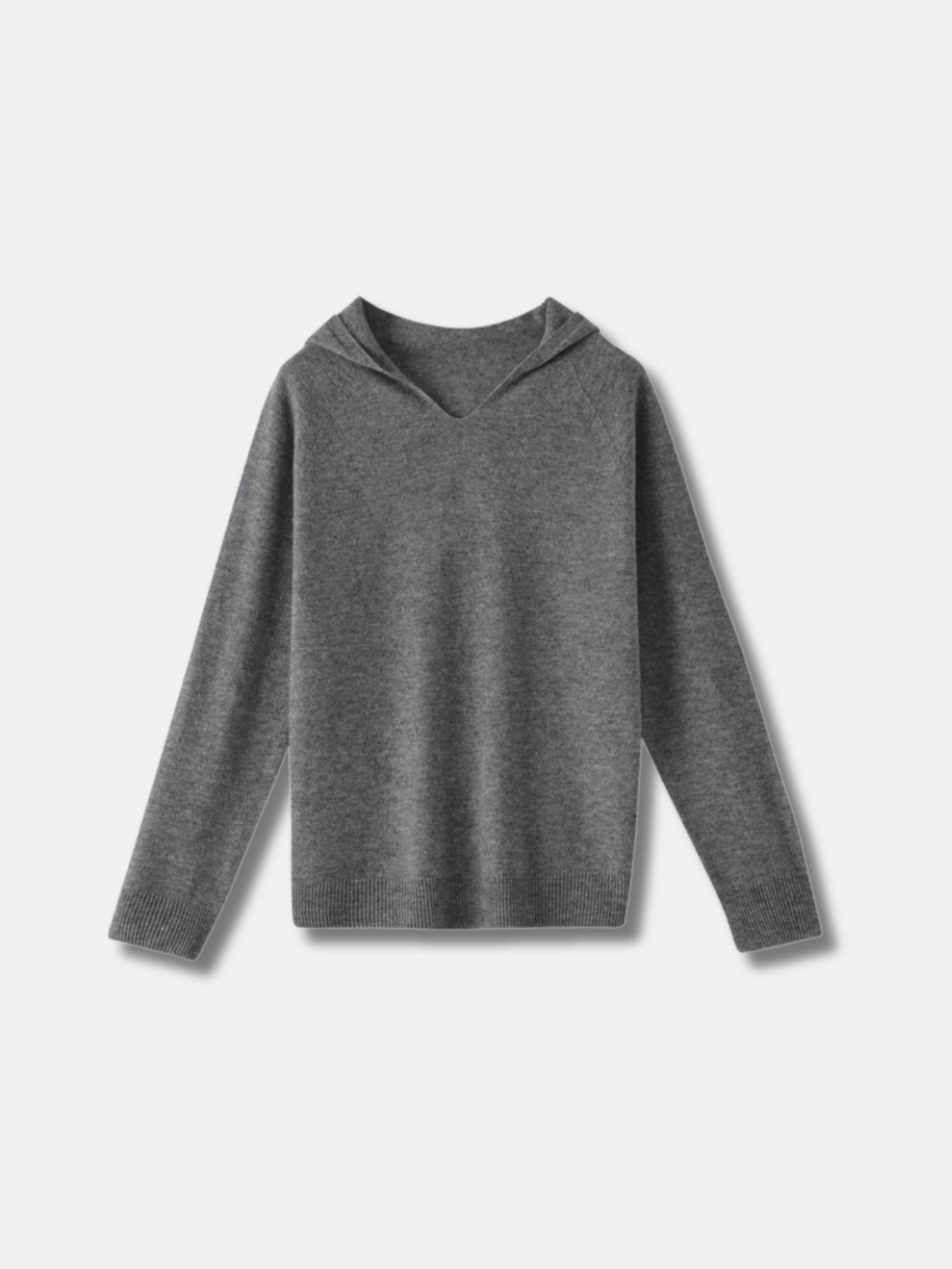 V-NECK HOODED KNIT SWEATER