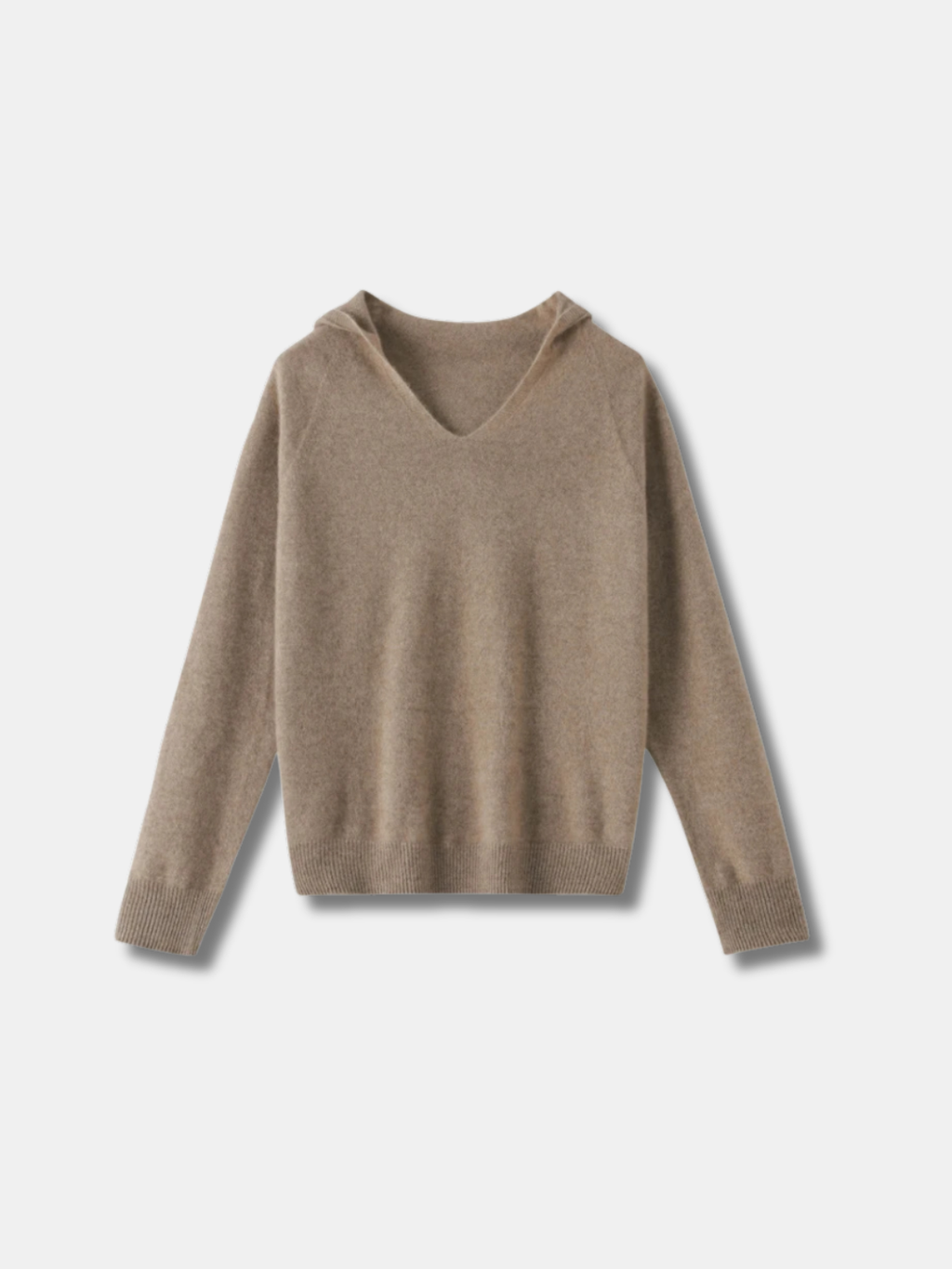 V-NECK HOODED KNIT SWEATER
