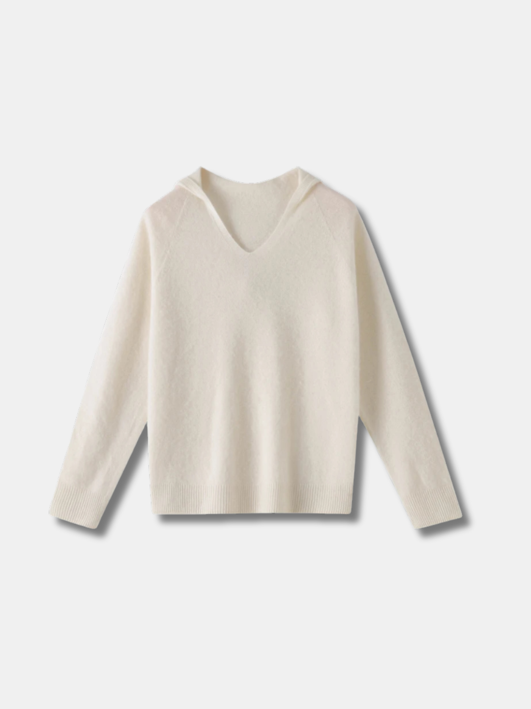 V-NECK HOODED KNIT SWEATER
