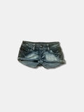 STUDDED MICRO DENIM SHORTS