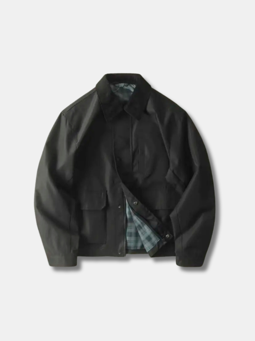 PLAID-LINED HARRINGTON JACKET