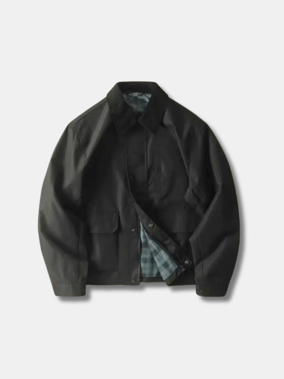PLAID-LINED HARRINGTON JACKET