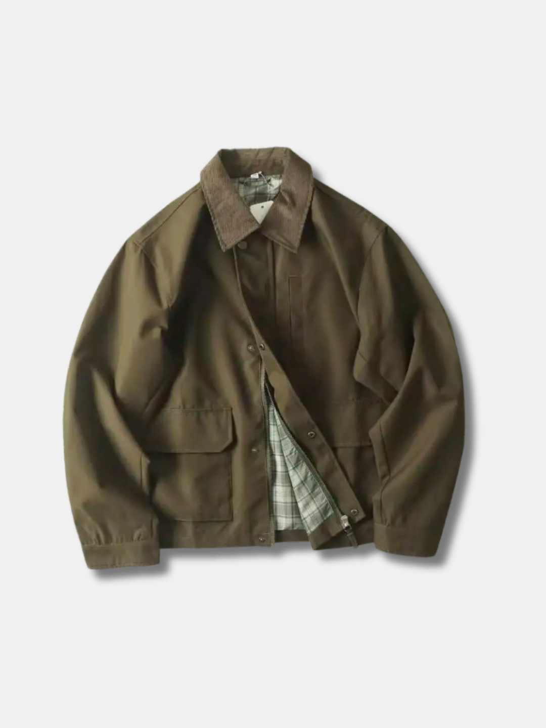 PLAID-LINED HARRINGTON JACKET