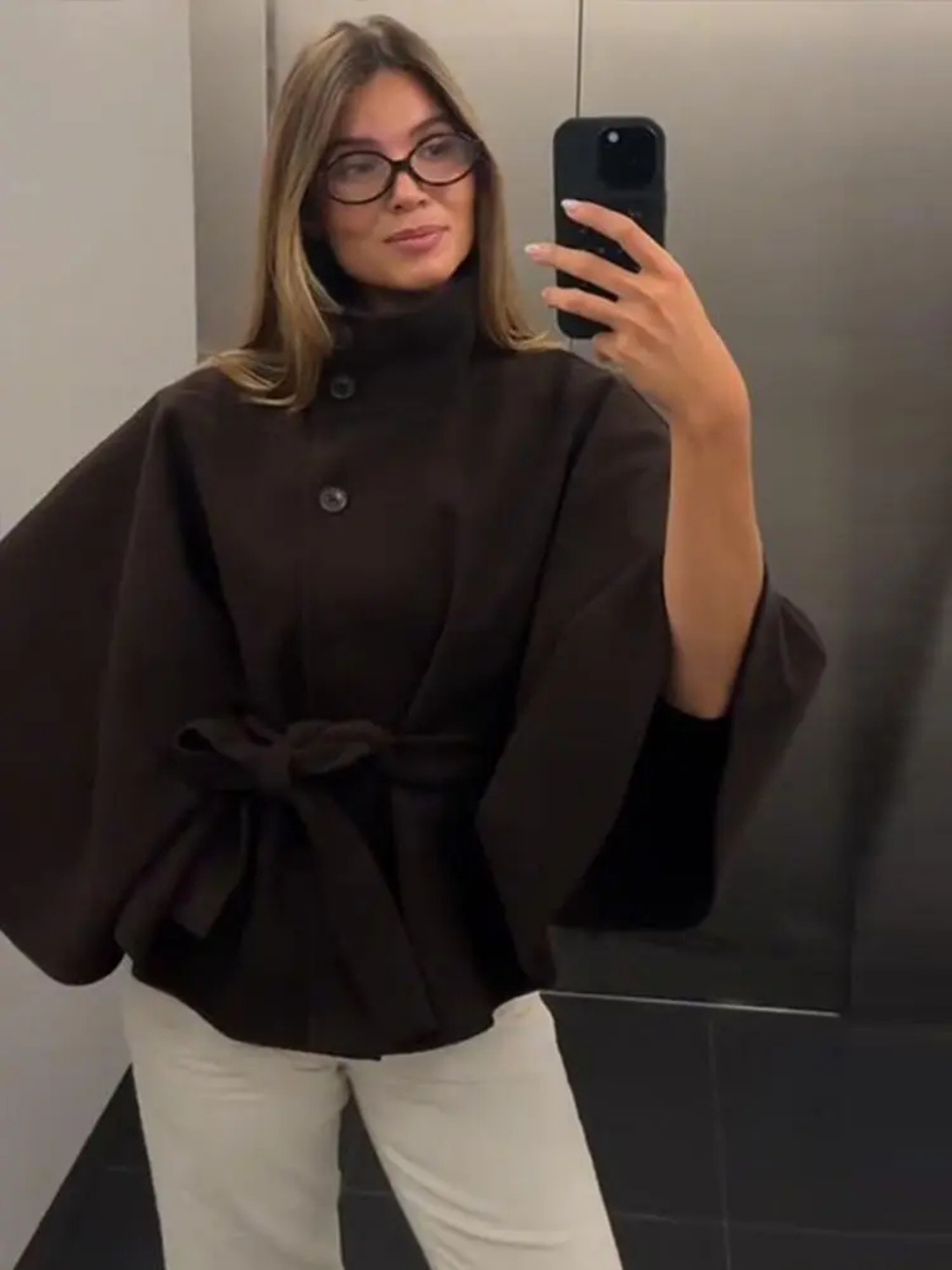BELTED CAPE JACKET