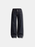 RAW DENIM BUTTON WIDE LEG JEANS