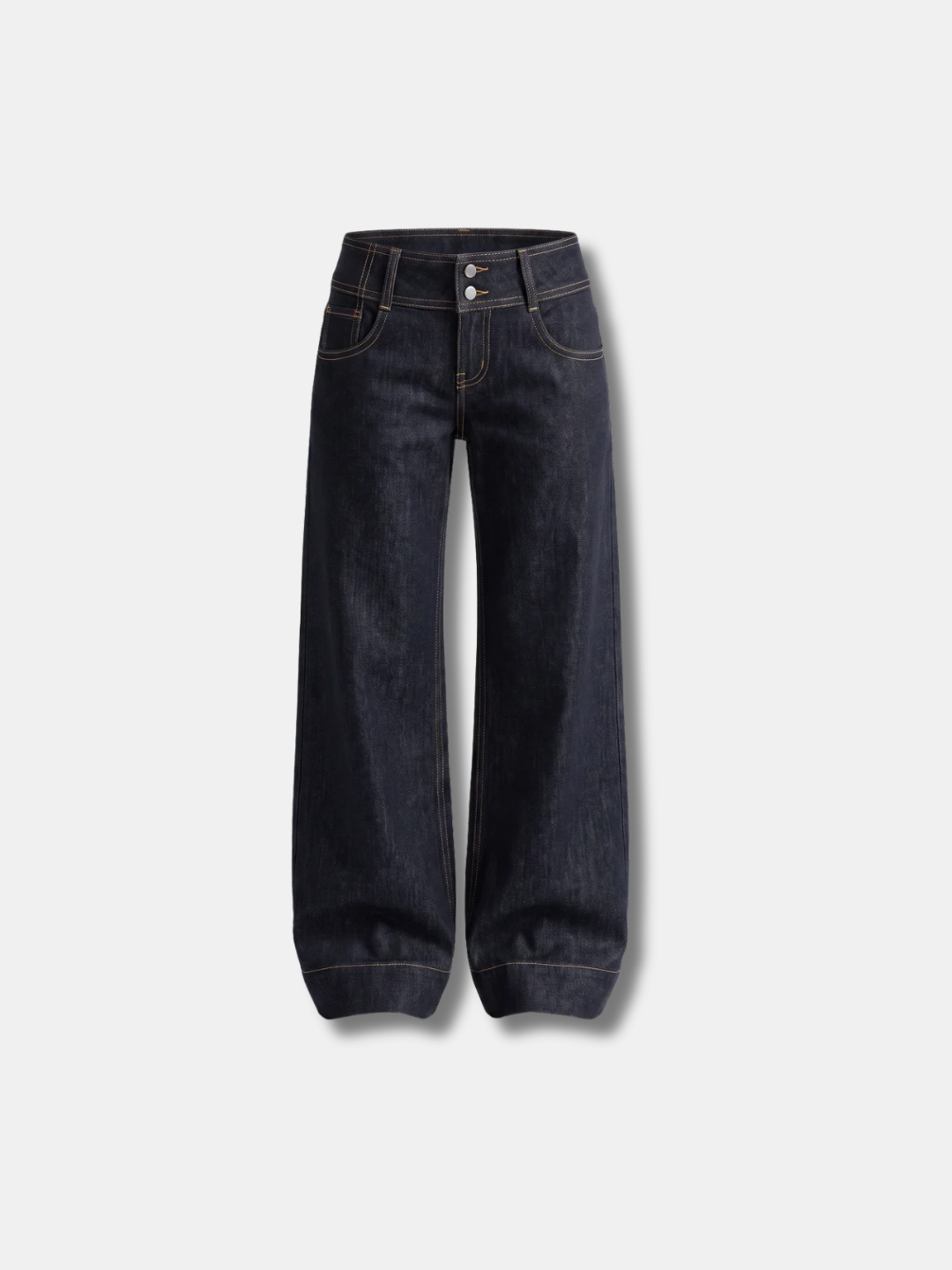 RAW DENIM BUTTON WIDE LEG JEANS