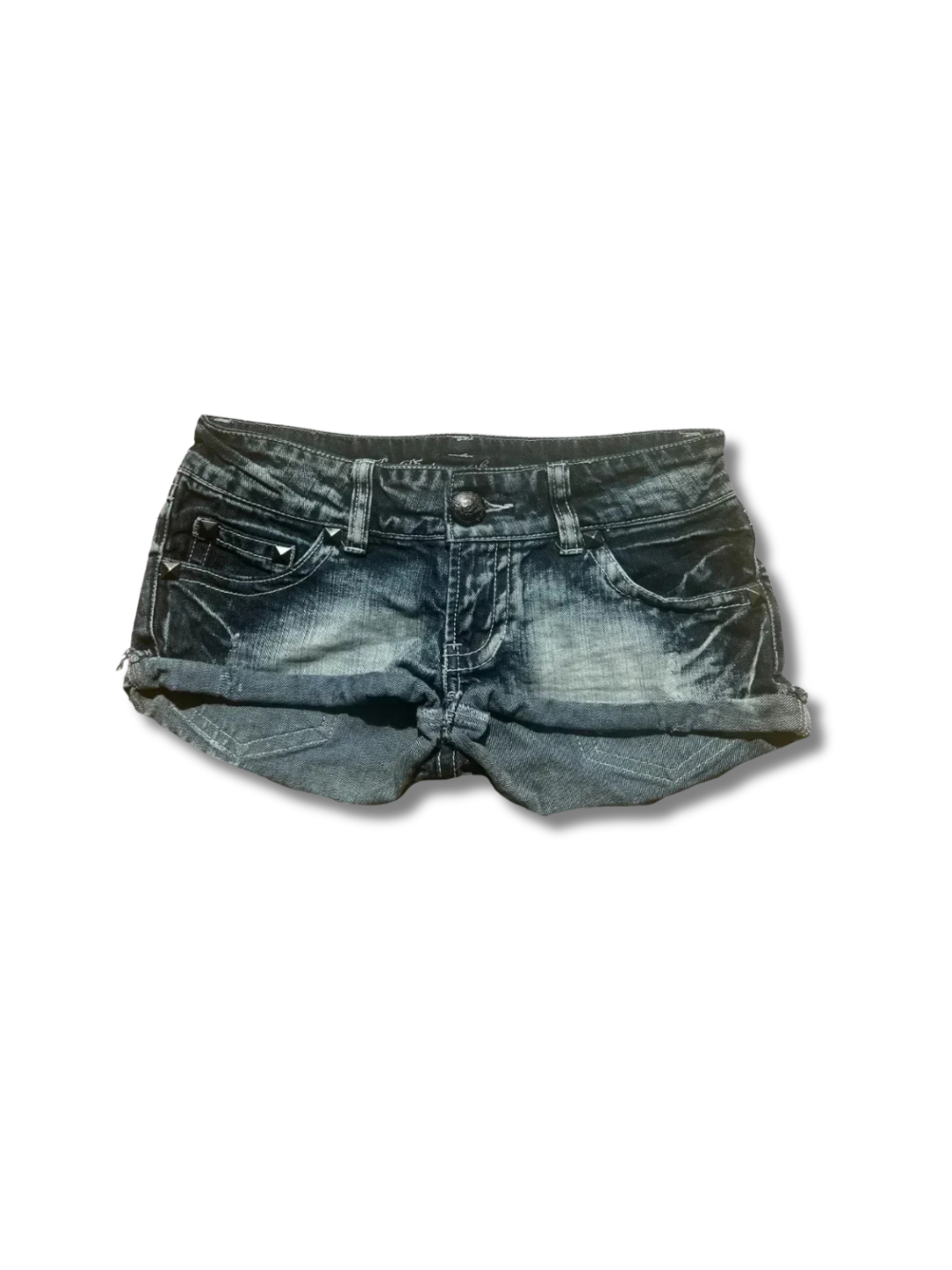 STUDDED MICRO DENIM SHORTS