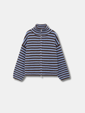 ELLA STRIPED ZIP-UP KNIT CARDIGAN