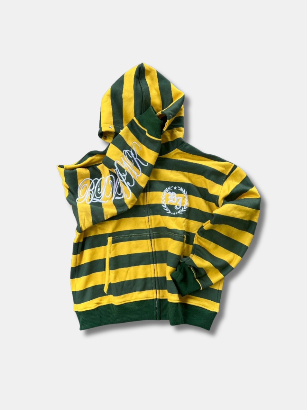 STRIPED CREST ZIP HOODIE