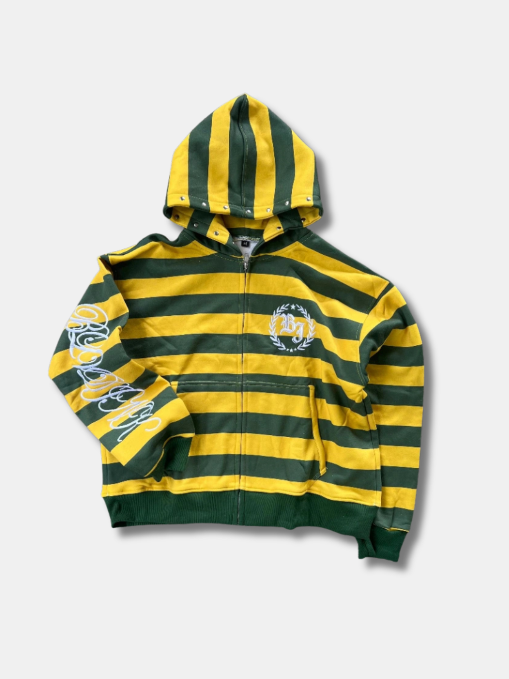 STRIPED CREST ZIP HOODIE
