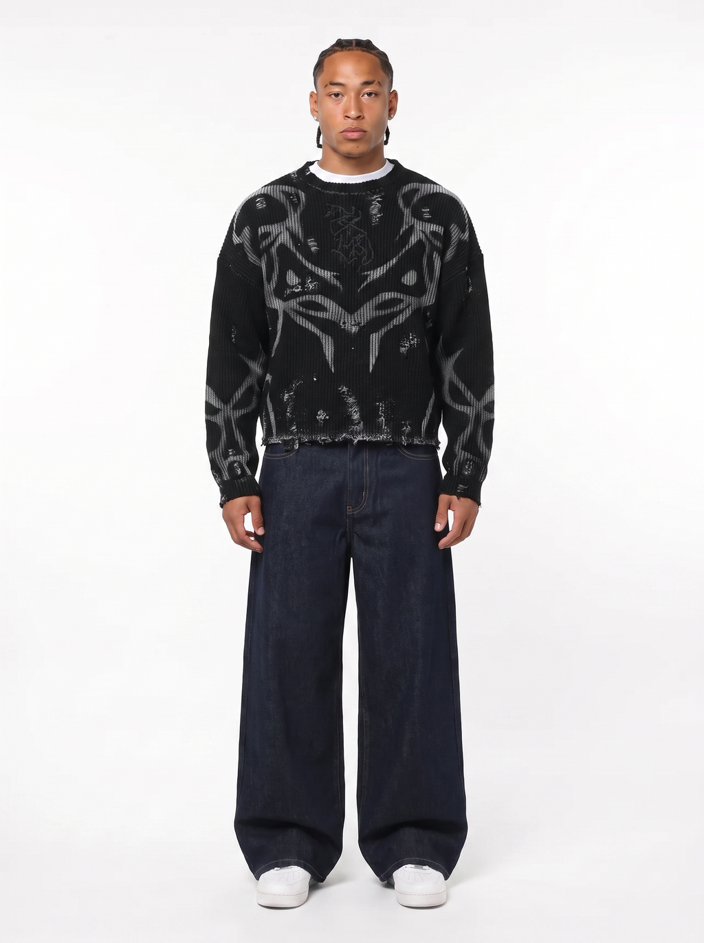 TRIBAL FLAME CROPPED KNIT
