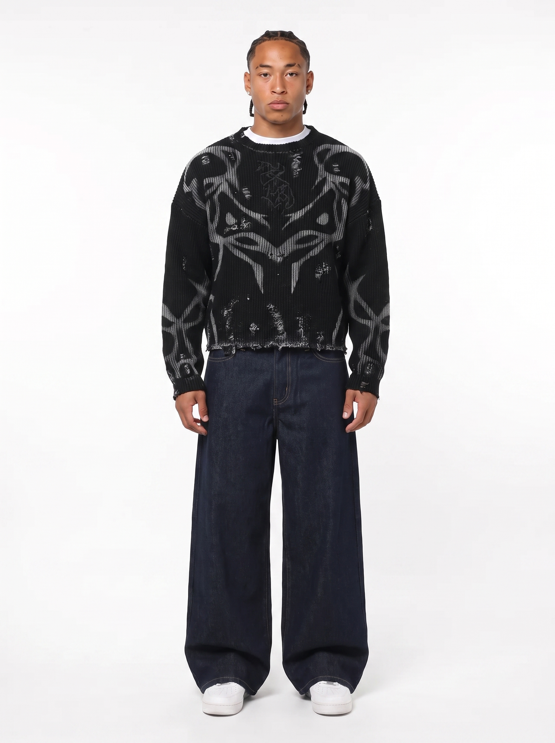 TRIBAL FLAME CROPPED KNIT