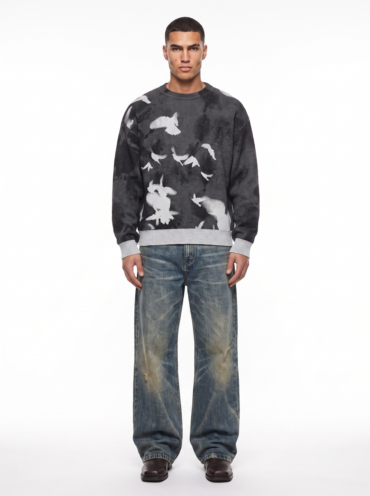 BIRD FLOCK KNIT SWEATER
