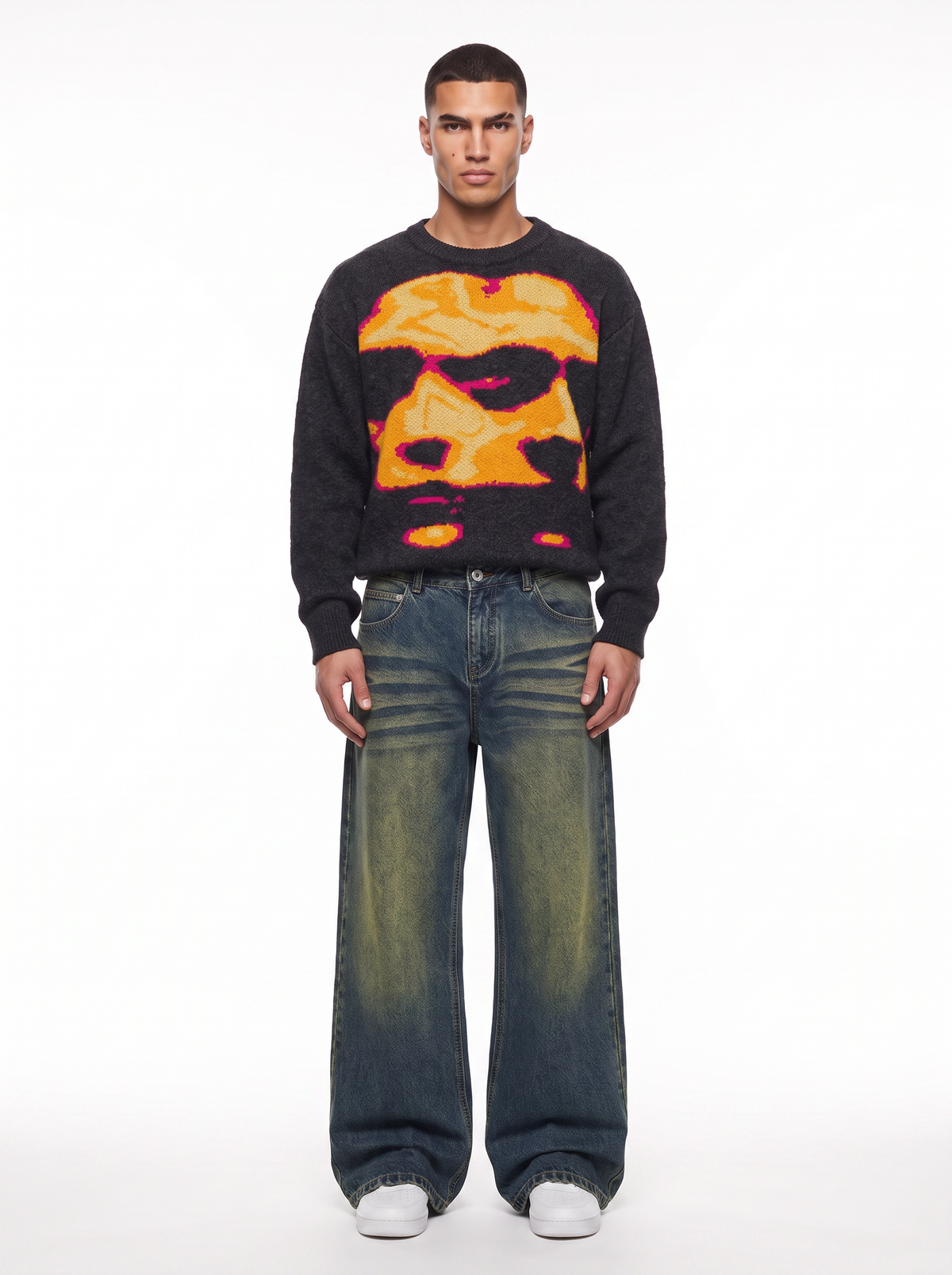 FACE JACQUARD KNIT SWEATER