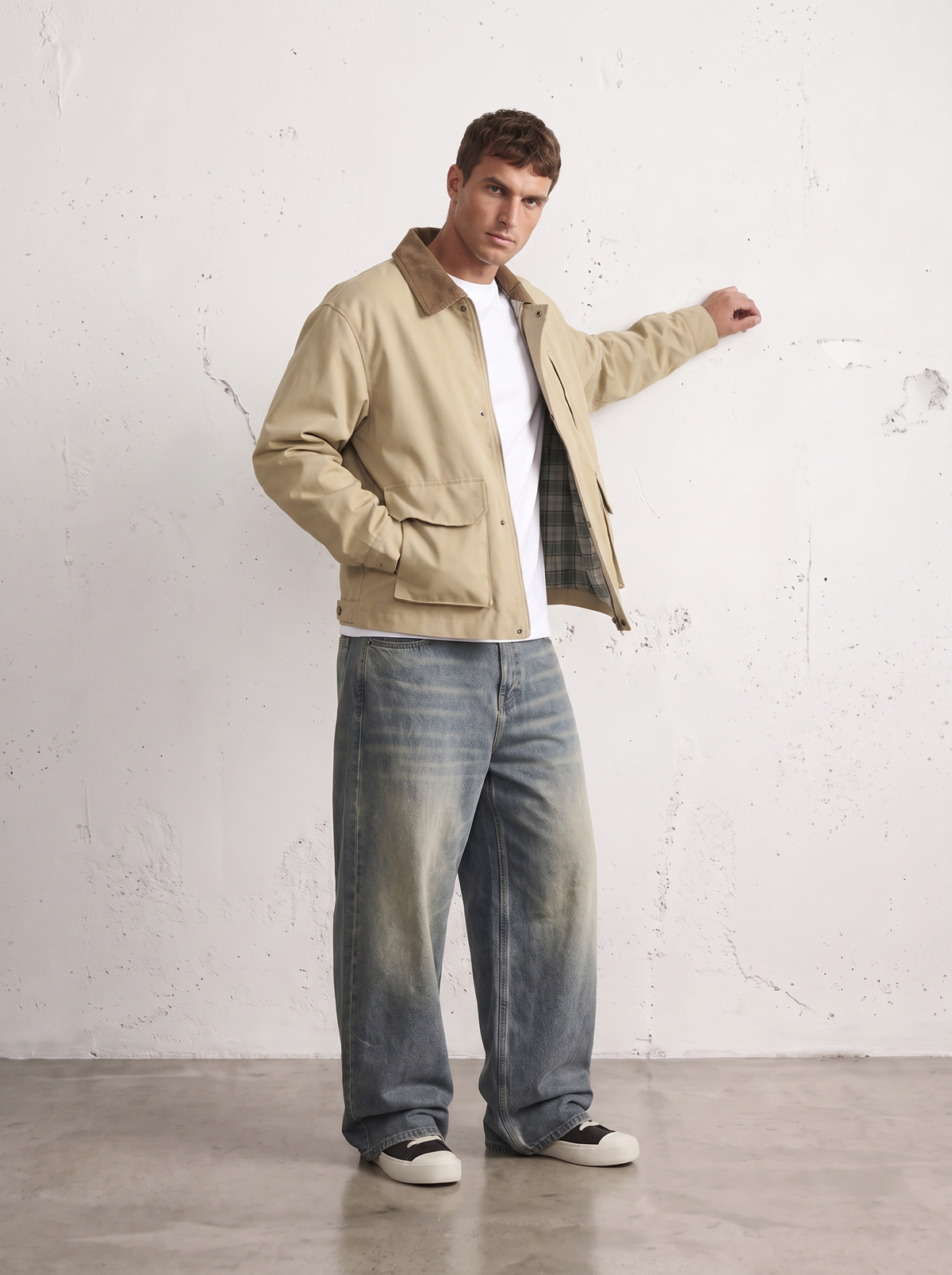 PLAID-LINED HARRINGTON JACKET