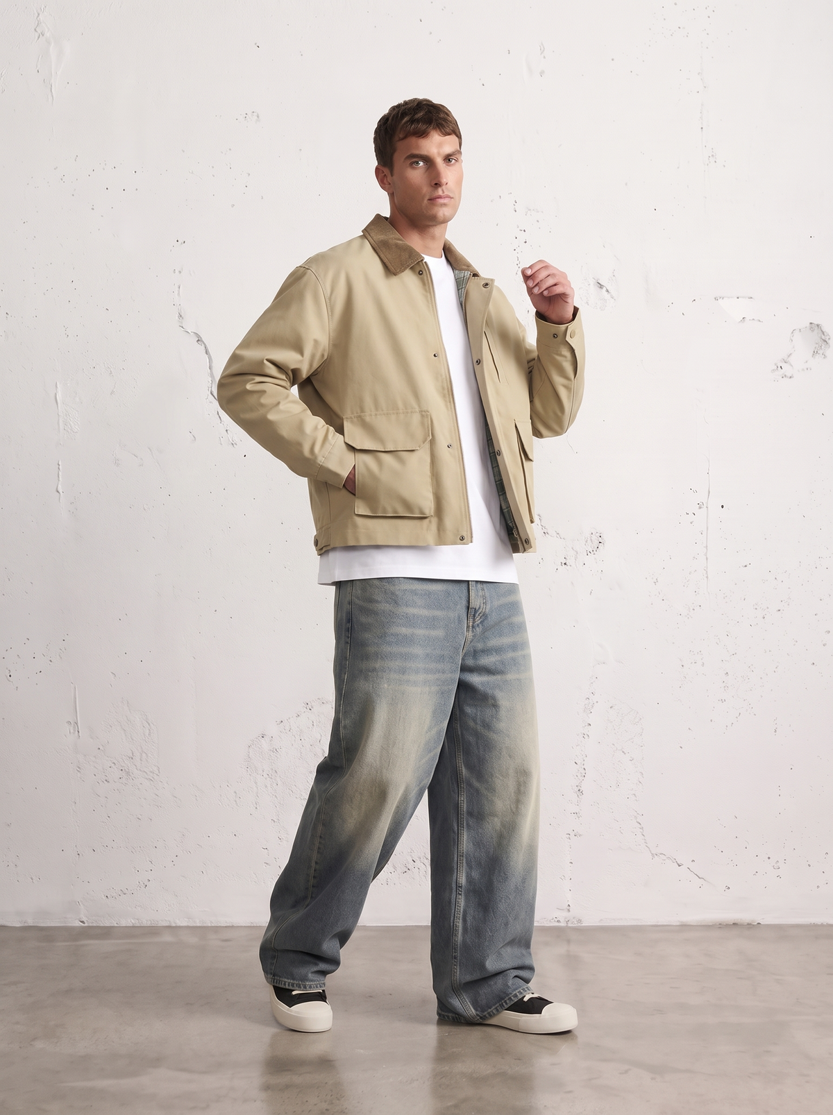 PLAID-LINED HARRINGTON JACKET