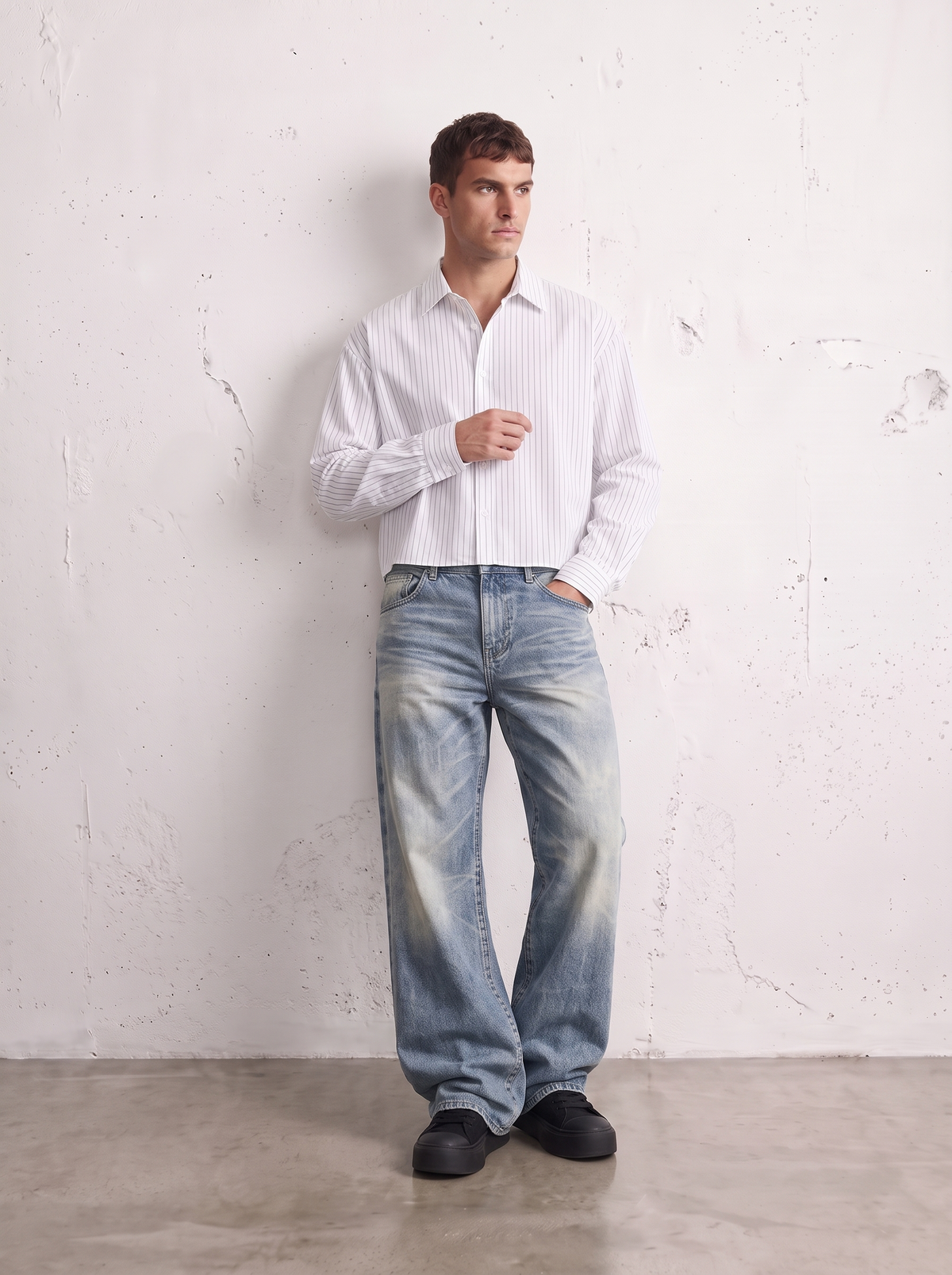 PINSTRIPE BUTTON-UP SHIRT