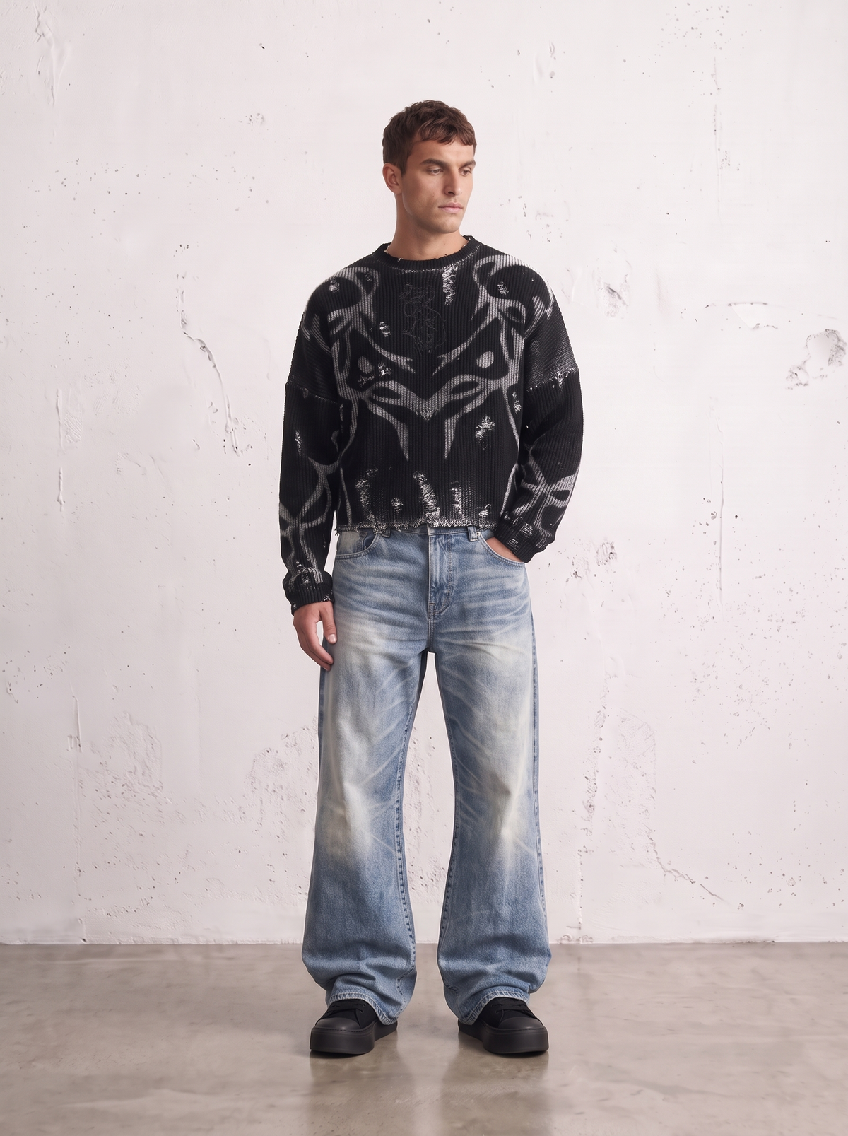 TRIBAL FLAME CROPPED KNIT