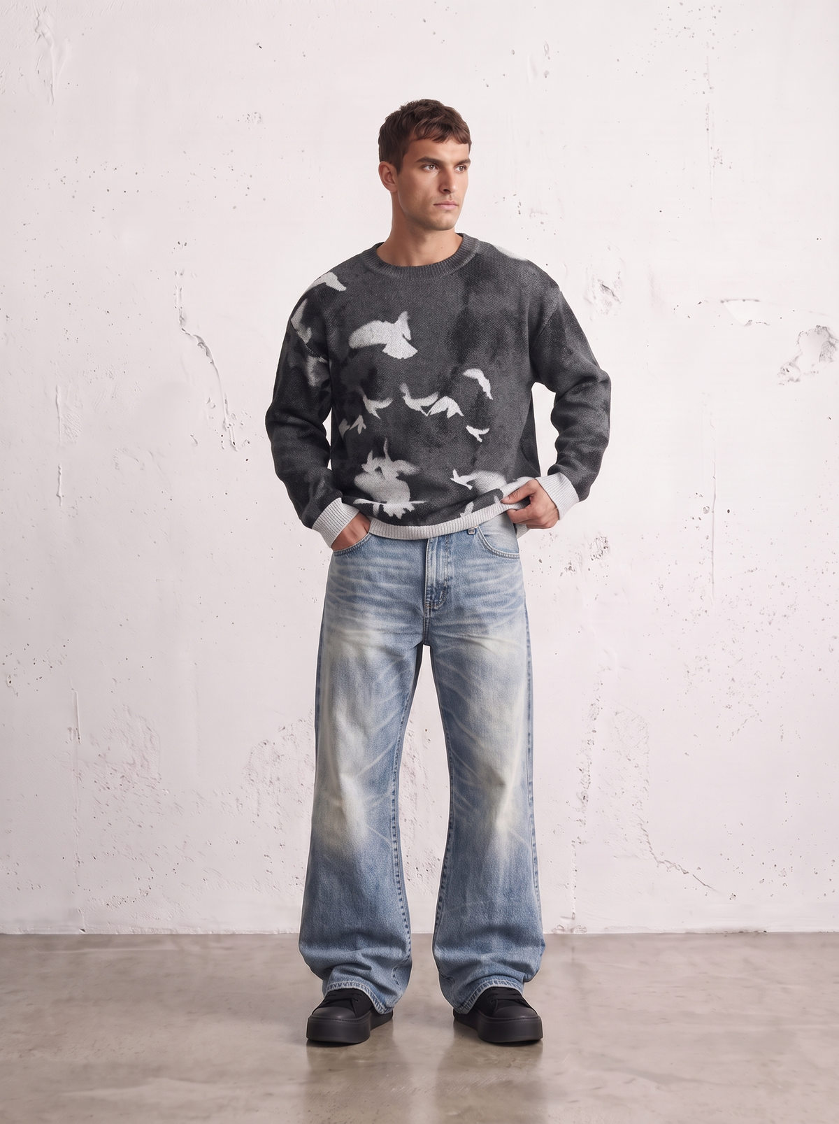 BIRD FLOCK KNIT SWEATER