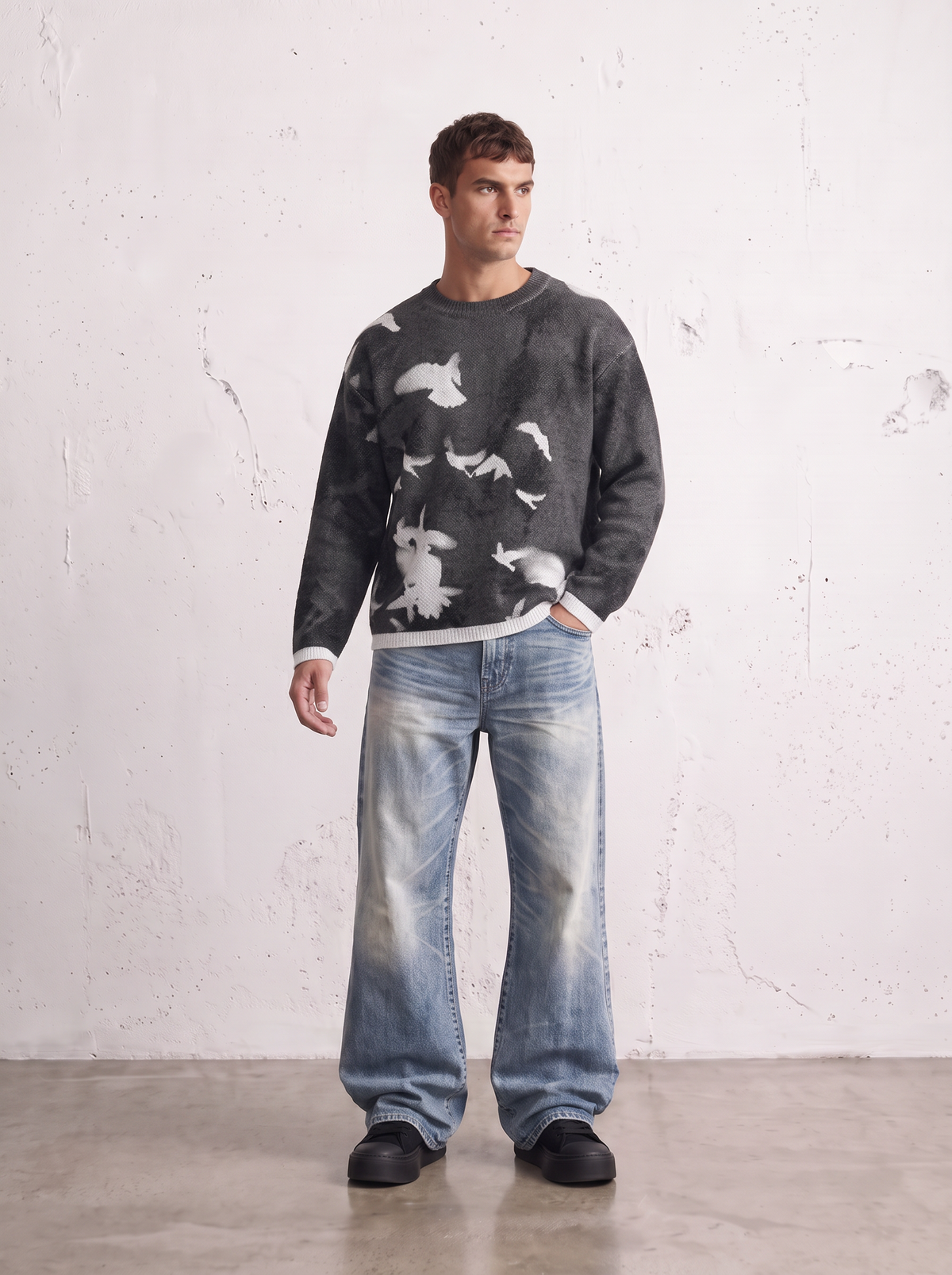 BIRD FLOCK KNIT SWEATER